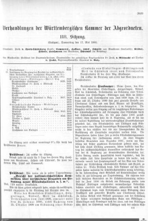 118. Sitzung, Stuttgart, 17.5.1900