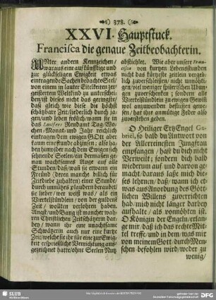 XXVI. Hauptstuck. Francisca die genaue Zeitbeobachterin