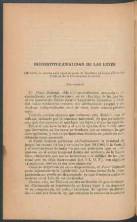 Inconstitucionalidad de las leyes - (Conclusión)