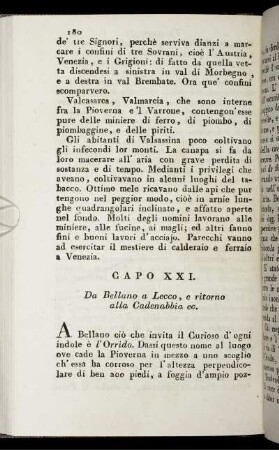 Capo XXI. Da Bellano a Lecco, e ritorno alle Cadenabbia ec.