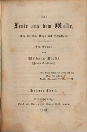 Die Leute aus dem Walde, ihre Sterne, Wege und Schicksale : ein Roman, 3