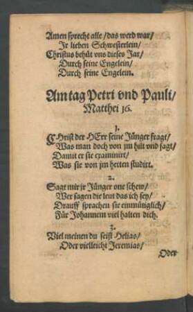 Am tag Petri und Pauli ...