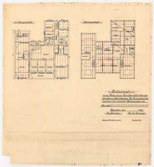 Wohnhausgruppe Lauterbach, Breslau Wohn- und Geschäftshaus Lauterbach: Grundrisse 2.OG, Dachgeschoss 1:100