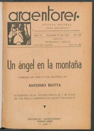 1939016900: Un ángel en la montaña : comedia en tres actos
