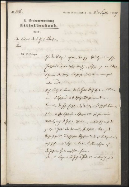 Betriebskosten, Visitation, Verringerung der Belegschaft der
                        Steinkohlengrube Odenbach-Roth