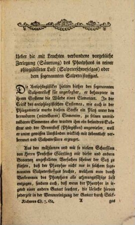 Ueber die neuern Gegenstände der Chymie, 7. Vorzüglich Beyträge zur Antiphlogistik in Bezug auf die Göttlingischen Versuche