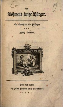 An Böhmens junge Bürger : Ein Gedicht in vier Gesängen