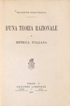 D'una teoria razionale di metrica italiana