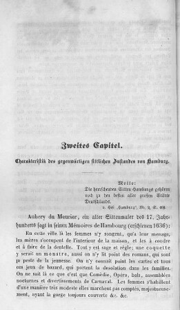 Zweites Kapitel. Charakteristik des gegenwärtigen sittlichen Zustandes von Hamburg.