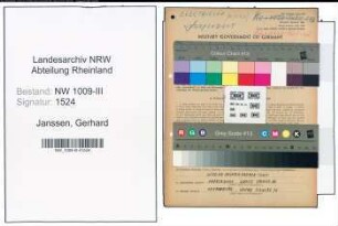 Entnazifizierung Gerhard Janssen , geb. 02.11.1889 (Elektriker)