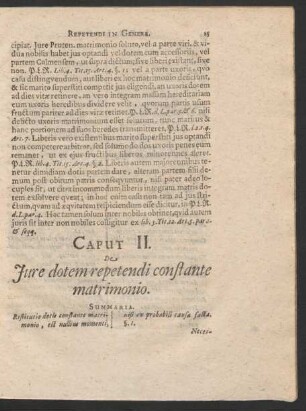 Caput II. De Iure dotem repetendi constante matrimonio.