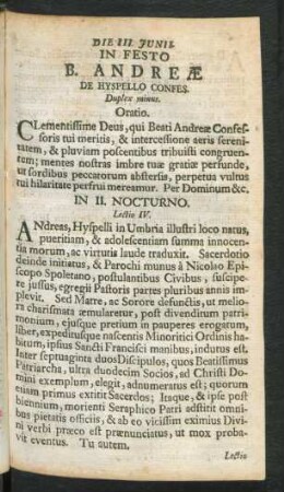 Die III. Junii. In Festo B. Andreae De Hyspelo Confes. ...
