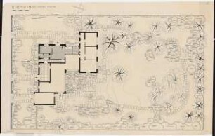 Garten Wohltat, Meerbusch: Lageplan mit Pflanzplan 1:50