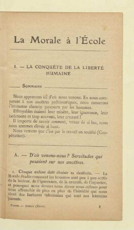 I. - La conquête de la liberté humaine