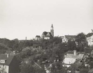 Stadtkirche St. Marien : Kamenz, Katechismuskirche (14. Jh.) und Stadtkirche St. Marien (um 1400), Blikc von Nordosten über das Herrental