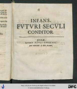 Infans, Fvtvri Secvli Conditor