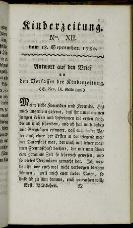 Nro. XII. vom 18. September. 1780.