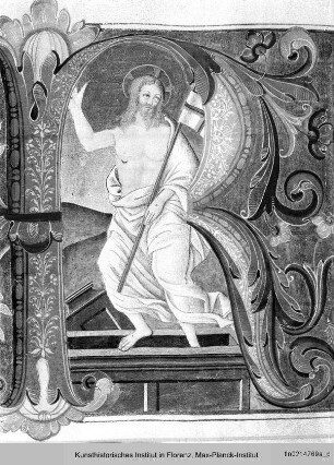 Historisierte Initiale R: Auferstehung Christi - Graduale M