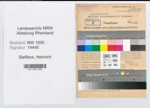 Entnazifizierung Heinrich Steffens, geb. 19.10.1903 (Postangest.)