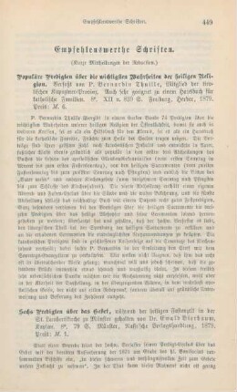 449-452 Empfehlenswerthe Schriften