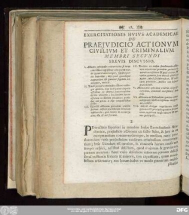 Exercitationis Huius Academicae De Praeiudico Actionum Civilium Et Criminalium Membri Secundi Brevis Discussio.