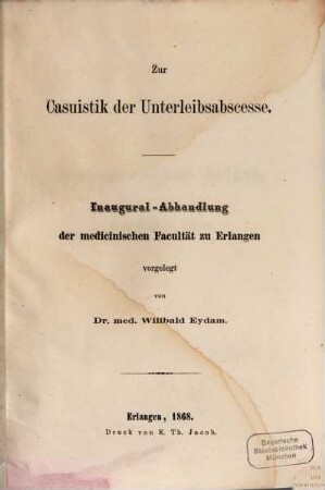 Zur Casuistik der Unterleibsabscesse