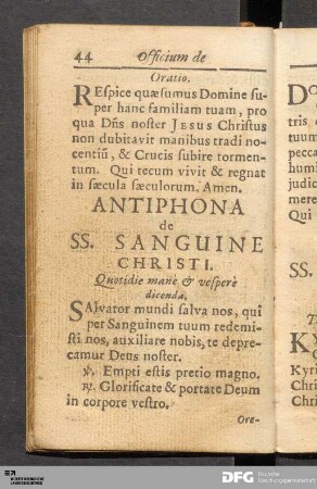 Antiphona de SS. Sanguine.