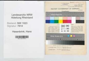 Entnazifizierung Hans Hasenbrink , geb. 08.11.1898 (Kaufmann)