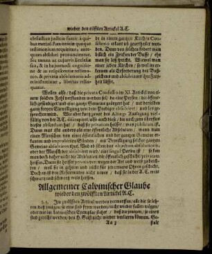 Allgemeiner Calvinischer Glaube wieder den zwölfften Artickel A. C.