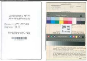 Entnazifizierung Paul Moeddersheim , geb. 21.11.1895 (Amtsmann)