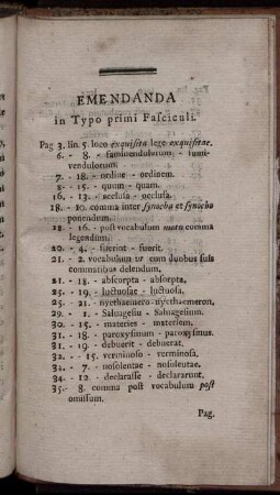 Emendanda in Typo primi Fasciculi.