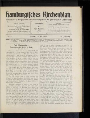 Nr. 27. Hamburg, 6. Juni 1913. 10. Jahrgang.