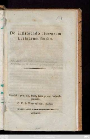 [1]: Examini 1800. 31. Mart. hora 9. ant. habendo