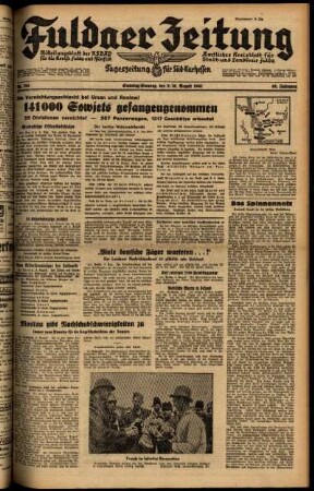 Ausgabe vom Samstag, den 09. August 1941.