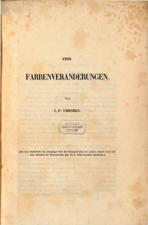 Über Farbenveränderungen : (Separatabdruck aus den Sitz.-berichten der kais. Ak. d. W., math.-nat. Cl., Bd. XI, p. 464.)