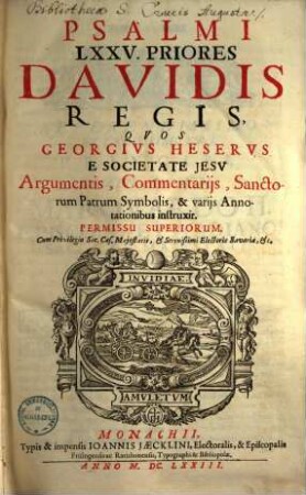 Psalmi LXXV. Posteriores Davidis Regis, 1. Psalmi LXXV. Priores