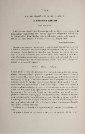 Nota sul teorema della pag. 21 (Vol. V) delle Scuole Pie.