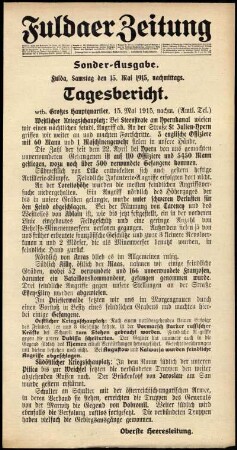 Ausgabe vom Samstag, den 15. Mai 1915.