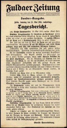 Ausgabe vom Samstag, den 15. Mai 1915.