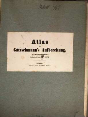 Die Aufbereitung, [3]. Atlas zu Gätzschmanns Aufbereitung : enthaltend Tafel I - LXVI