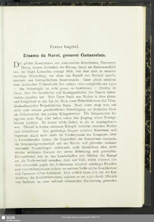 Erstes Kapitel. Erasmo da Narni, genannt Gattamelata