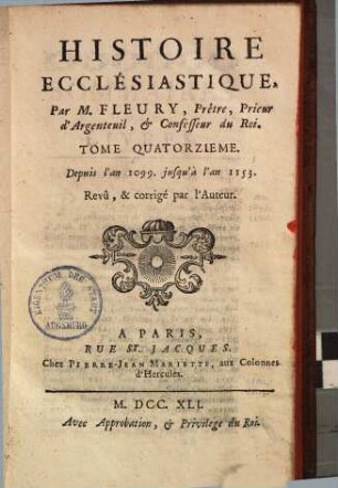 Histoire ecclesiastique : Avec la continuation par J. Cl. Fabre. 14
