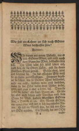 Wie soll ein Lehrer an sich nach GOttes Wort beschaffen seyn?