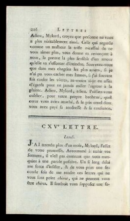 CXVe Lettre. Lundi.