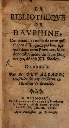 La Bibliothèque de Dauphiné