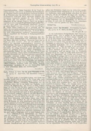 120-121 [Rezension] Ehrhard, Albert, Das Vaterunser. Akademische Predigten
