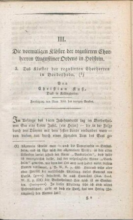 3. Das Kloster der regulirten Chorherren in Bordesholm.