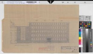 Erweiterung des Direktionsgebäudes [in Essen]: Ansicht Kruppstraße, M. 1:100 Hgv, Sknr.: 1, Fanr.: 7, Bunr.: 26