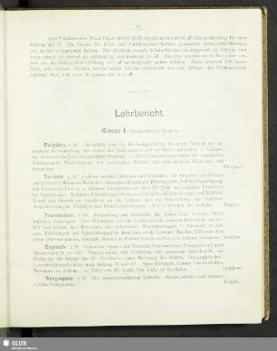 Lehrbericht