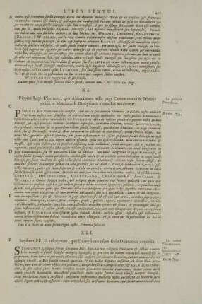 XL. Pippini Regis Placitum, quo Abbaciacum villa pagi Cenomannici & Sibriaci portio in Matriacensi Dionysianis monachis vindicatur.